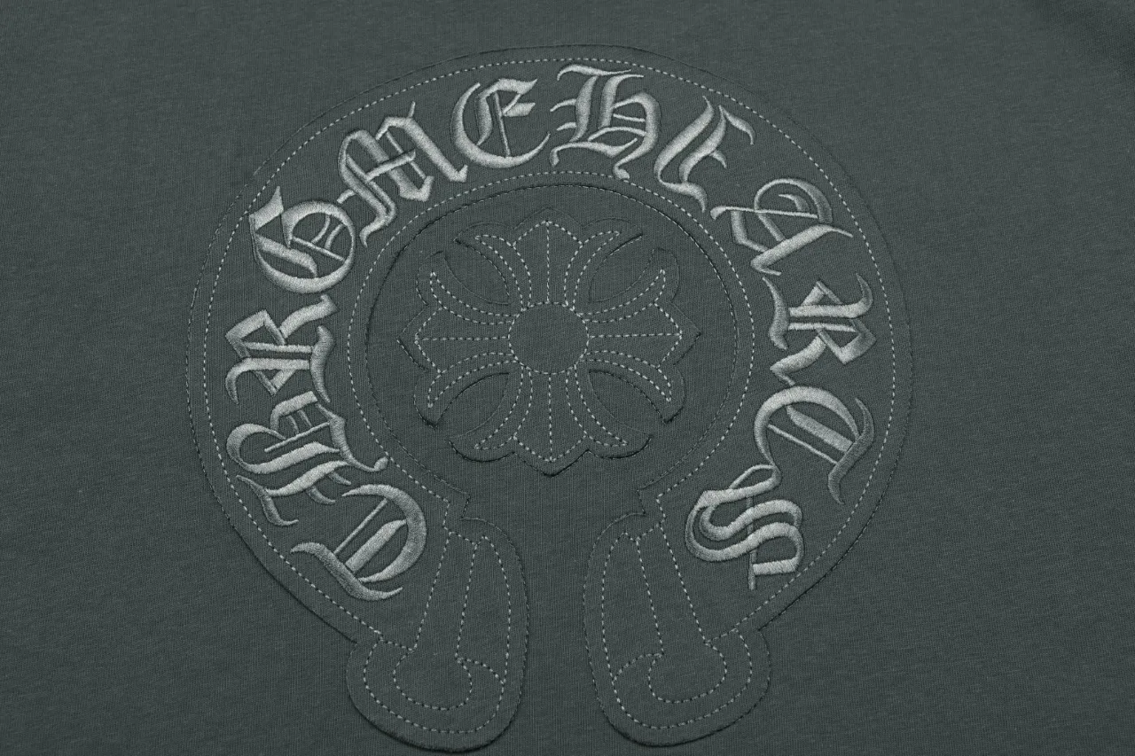 P150 Chrome Hearts Chrome Hearts Embroidered Short Sleeve Size: SMLXL Color: Apricot Gray